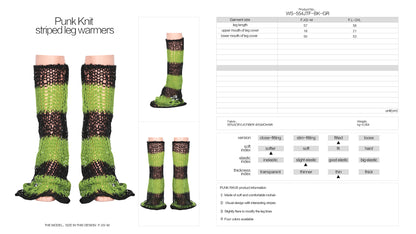 Annalise Leg Warmers - Black and Green - Kate's Clothing