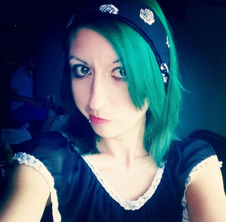 Apple green with a little bit of Atlantic blue Hair Dye