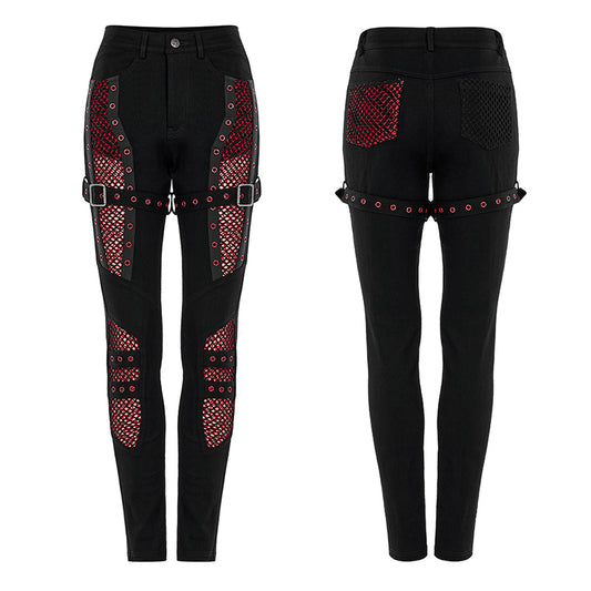 Punk Rave Ayita Trousers - Red and Black - Kate's Clothing