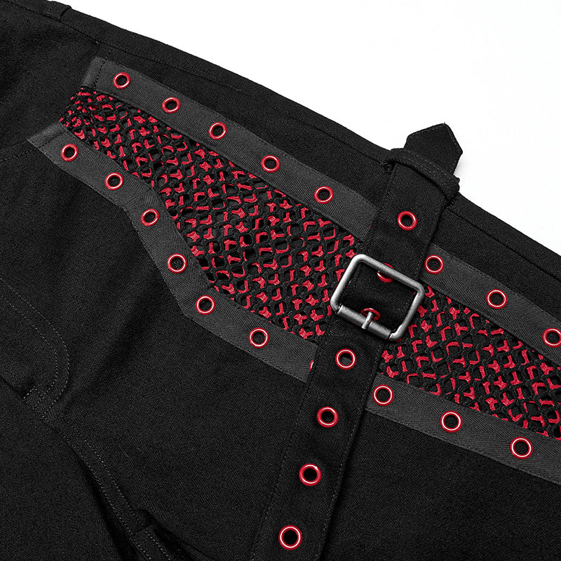 Punk Rave Ayita Trousers - Red and Black - Kate's Clothing