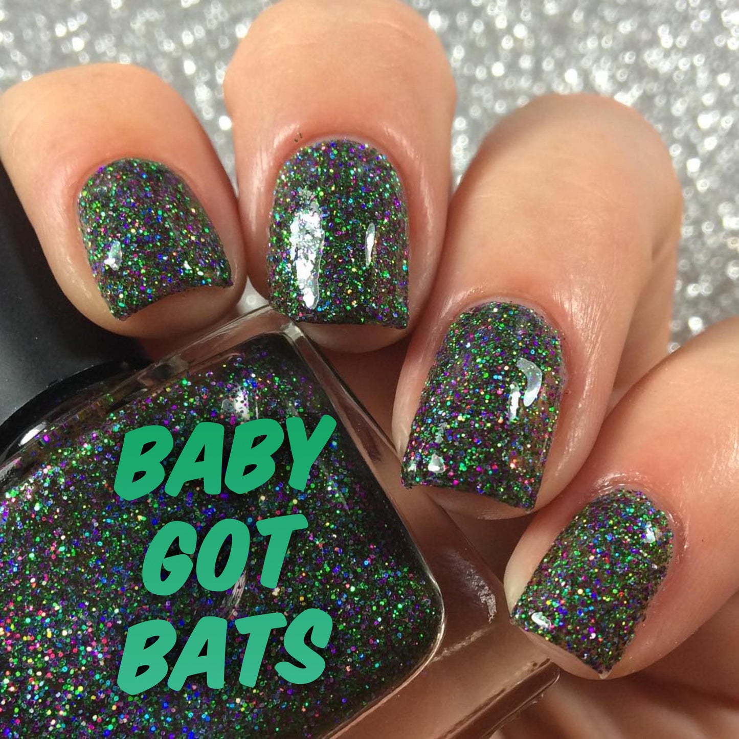 Baby Got Bats stunning sparkly nail polish blues greens pinks by Radioactive Unicorn