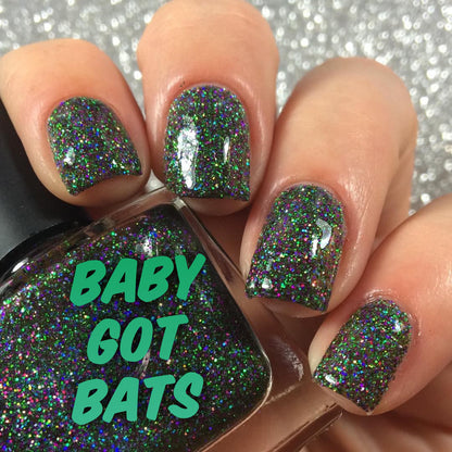 Baby Got Bats stunning sparkly nail polish blues greens pinks by Radioactive Unicorn