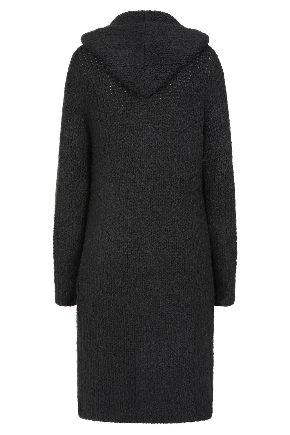 Banned Apparel Blackmoor Long Black Knit Cardigan with Hood back view