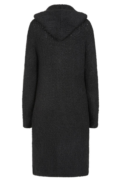 Banned Apparel Blackmoor Long Black Knit Cardigan with Hood back view