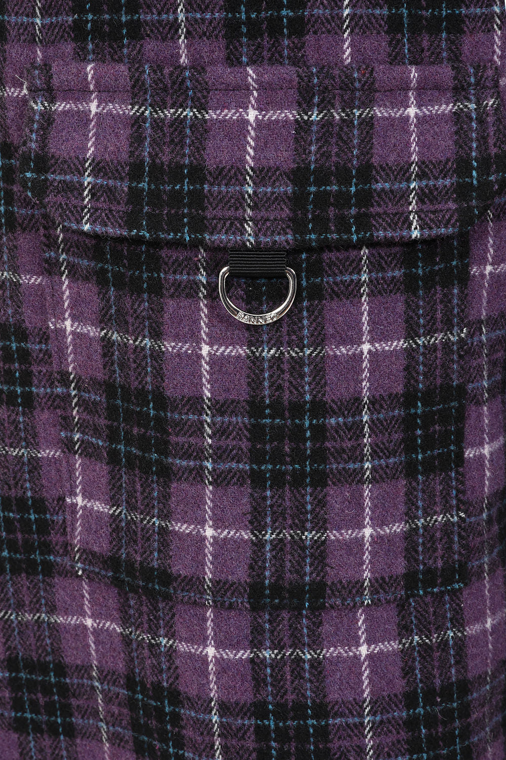 Banned Apparel Checkpoint Chaos Purple Tartan Trousers close up of the pockets