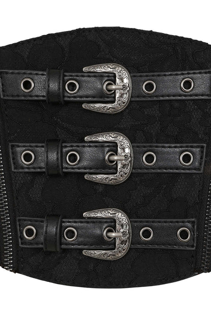 Fading Angel belt lace-up sides zip fastening by Banned Apparel