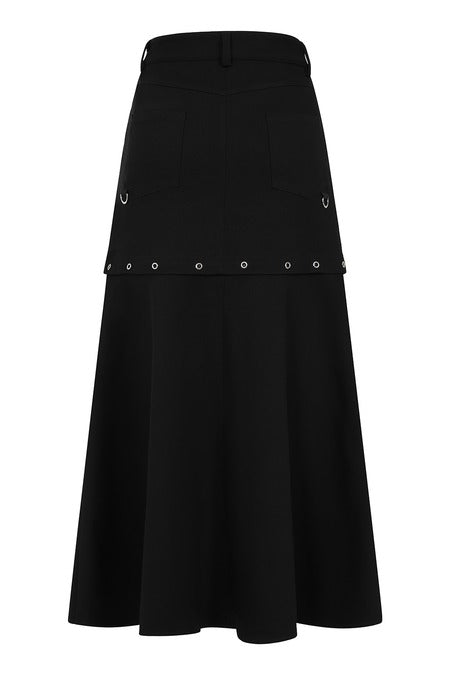 Gothic Cargo Skirt black zip-off design with utility pockets and D-ring details from Banned Apparel.