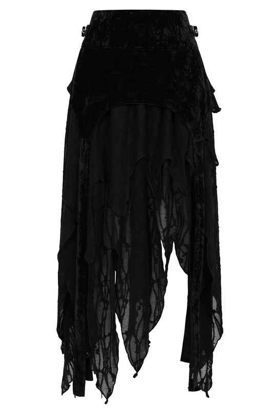 Black Banned Apparel Inferna ruffled skirt on a white background
