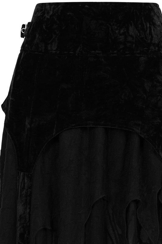 Close-up of the velvet waistband on a a Banned Apparel Inferna Skirt