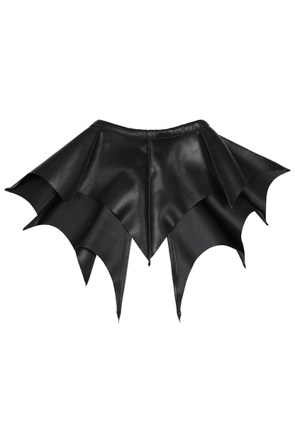 Back view of the Banned Apparel Black bat-winged collar on a white background