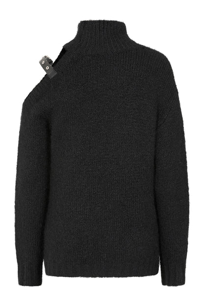 Banned Apparel Nocturne Bind Cold Shoulder Goth Jumper back view
