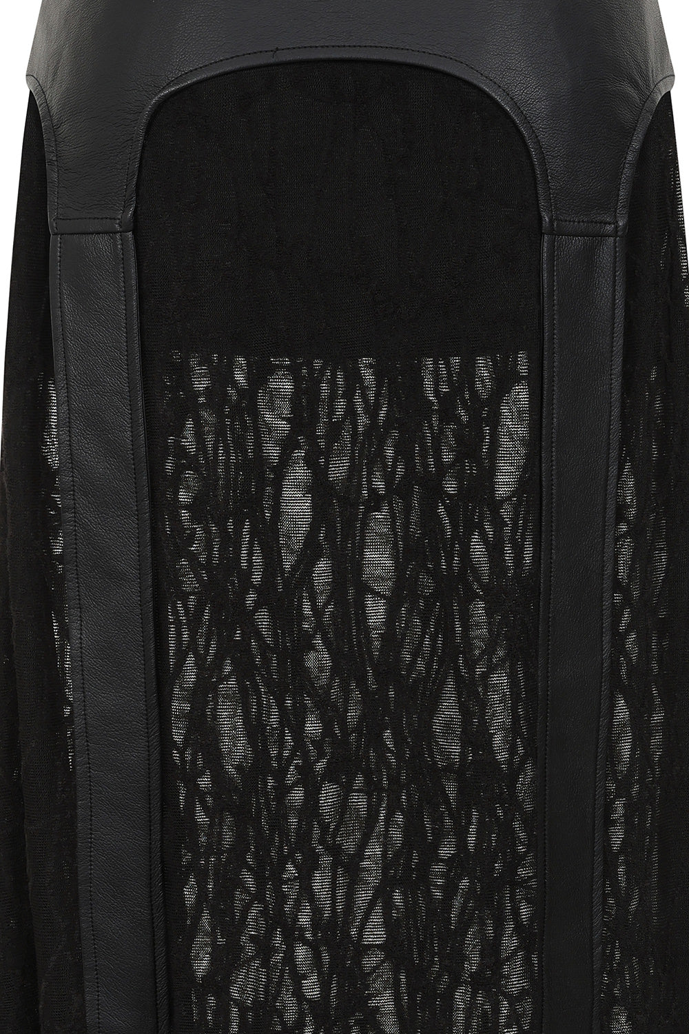 Banned Apparel Velkyn Faux Leather & Knit Panel Skirt in Black fabric closeup