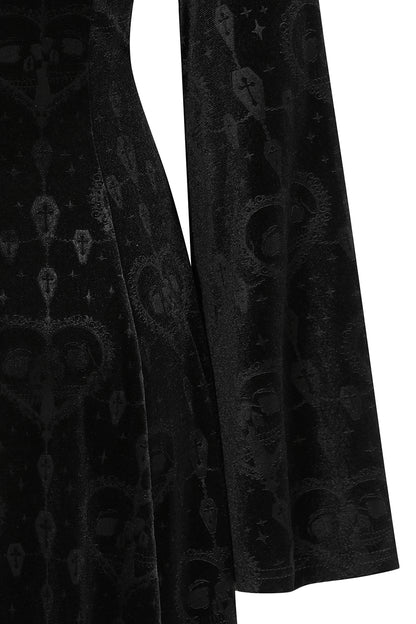 Banned Lucinda gothic dress full length view - elegant black lace alternative fashion