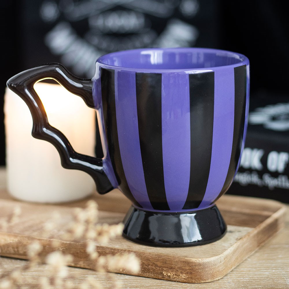 Bat Wing Teacup with Stripes in Purple