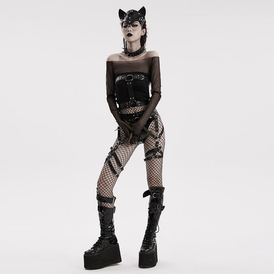 Punk Rave Bermuda Chest Harness - Black - Kate's Clothing