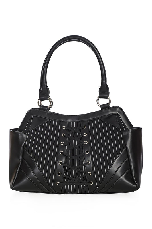 Banned Black Core Pinstripe Handbag - Kate's Clothing