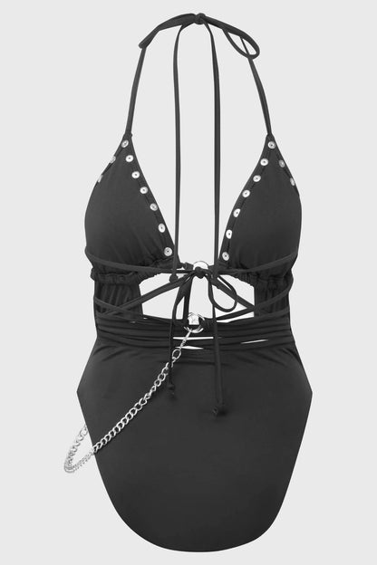 Killstar Black Hearted Swimsuit - Kate's Clothing