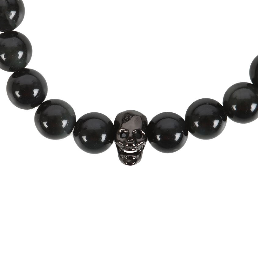 Gothic Gifts Black Obsidian Skull Bracelet - Kate's Clothing