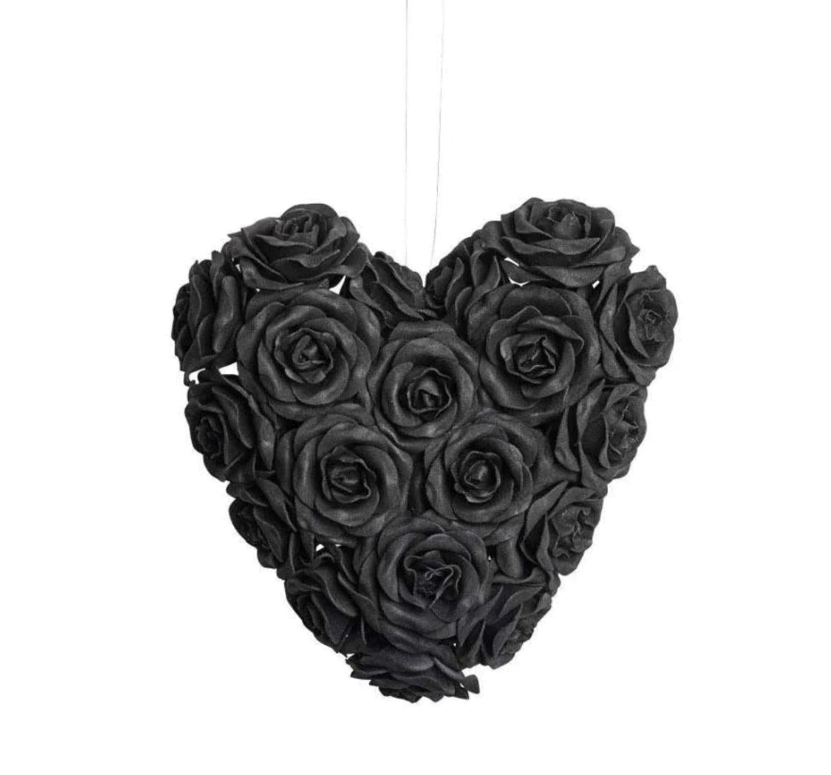 Alchemy Black Rose Heart Hanging Decoration - Kate's Clothing