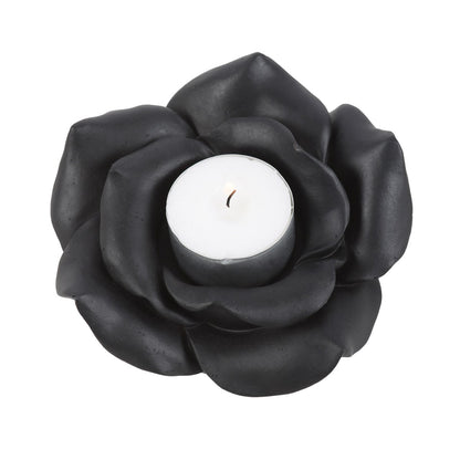 Gothic Gifts Black Rose Resin Tealight Holder - Kate's Clothing