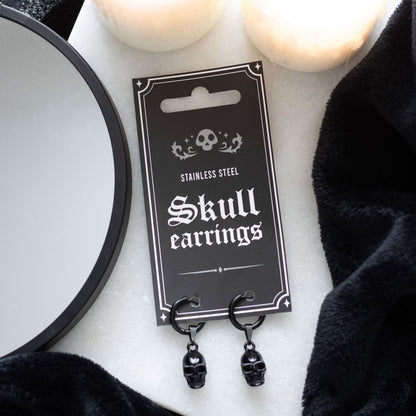 Gothic Gifts Black Stainless Steel Skull Earrings - Kate's Clothing