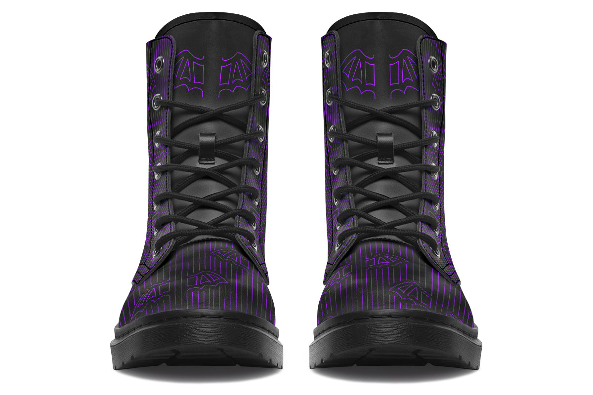 ANTIBrand Nocturne Lines Combat Boots – Purple Bat Pinstripe