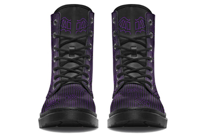 ANTIBrand Nocturne Lines Combat Boots – Purple Bat Pinstripe
