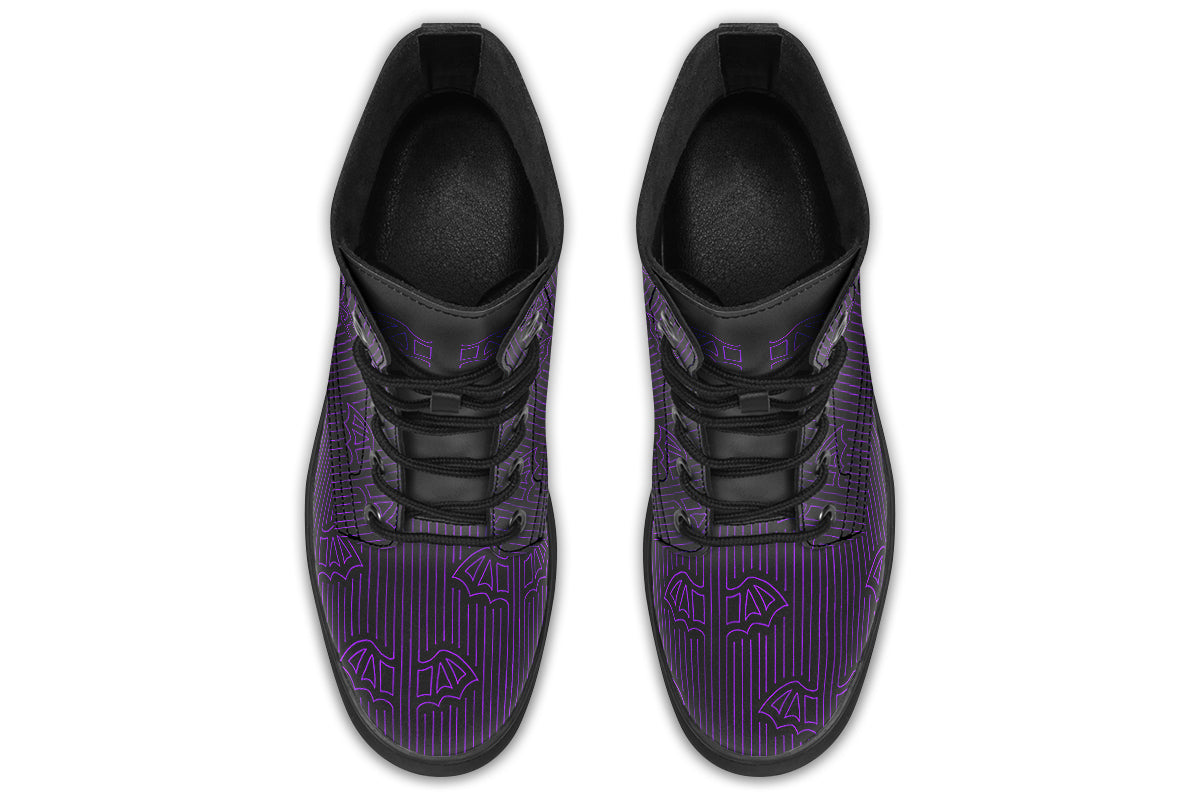 ANTIBrand Nocturne Lines Combat Boots – Purple Bat Pinstripe
