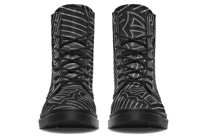 ANTIBrand Big Bat Haus Pinstripe Combat Boots – Black & White