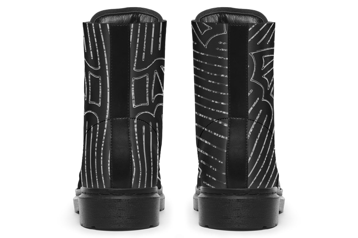 ANTIBrand Big Bat Haus Pinstripe Combat Boots – Black & White