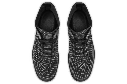 ANTIBrand Big Bat Haus Pinstripe Combat Boots – Black & White
