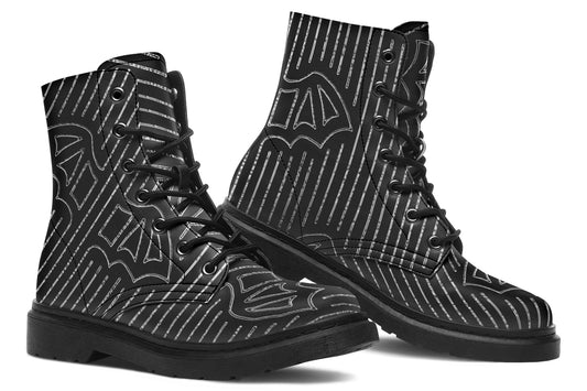 ANTIBrand Big Bat Haus Pinstripe Combat Boots – Black & White