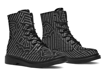 ANTIBrand Big Bat Haus Pinstripe Combat Boots – Black & White