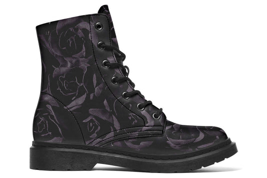 Blackest Roses Vegan Combat Boots | ANTIBrand Floral Goth Style