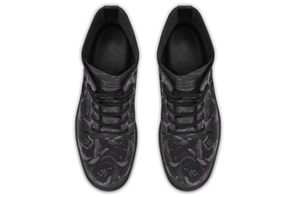 Blackest Roses Vegan Combat Boots | ANTIBrand Floral Goth Style