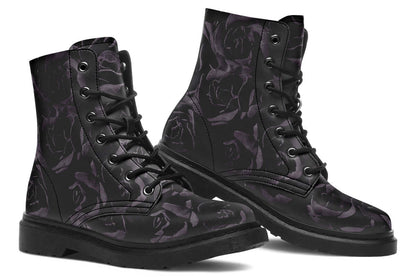 Blackest Roses Vegan Combat Boots | ANTIBrand Floral Goth Style
