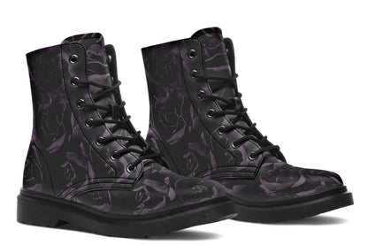 Blackest Roses Vegan Combat Boots | ANTIBrand Floral Goth Style