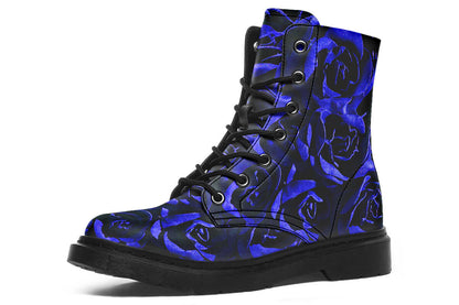 Blue Roses Vegan Combat Boots | Gothic Floral Boots by ANTIBrand