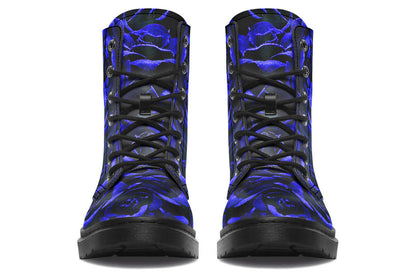 Blue Roses Vegan Combat Boots | Gothic Floral Boots by ANTIBrand
