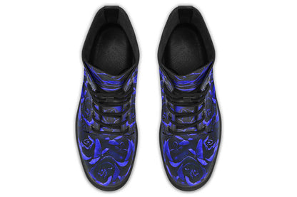 Blue Roses Vegan Combat Boots | Gothic Floral Boots by ANTIBrand