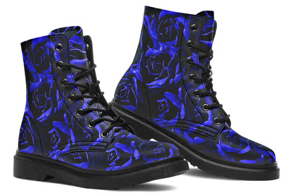Blue Roses Vegan Combat Boots | Gothic Floral Boots by ANTIBrand