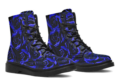Blue Roses Vegan Combat Boots | Gothic Floral Boots by ANTIBrand