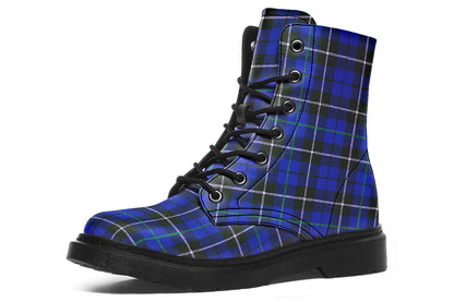 Blue Tartan Punk Boots | ANTIBrand Combat Style
