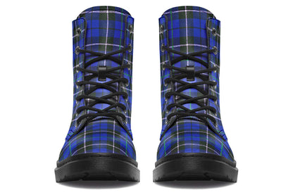 Blue Tartan Punk Boots | ANTIBrand Combat Style