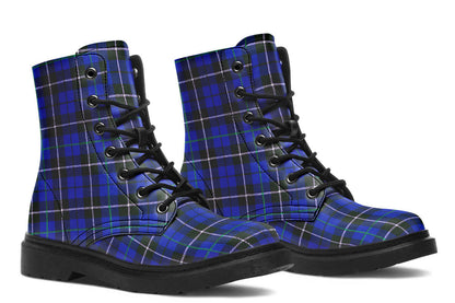 Blue Tartan Punk Boots | ANTIBrand Combat Style