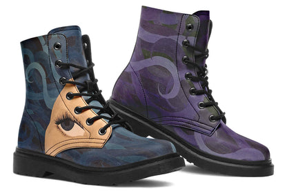 ANTIBrand “Side-Eye” Printed Boots – Turquoise & Purple