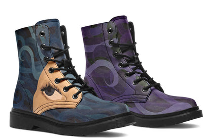 ANTIBrand “Side-Eye” Printed Boots – Turquoise & Purple