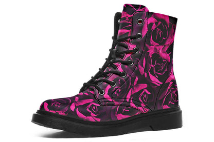 Magenta Roses Vegan Combat Boots | ANTIBrand