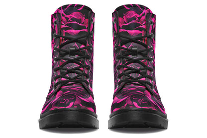 Magenta Roses Vegan Combat Boots | ANTIBrand