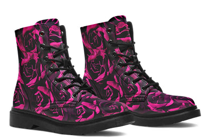 Magenta Roses Vegan Combat Boots | ANTIBrand